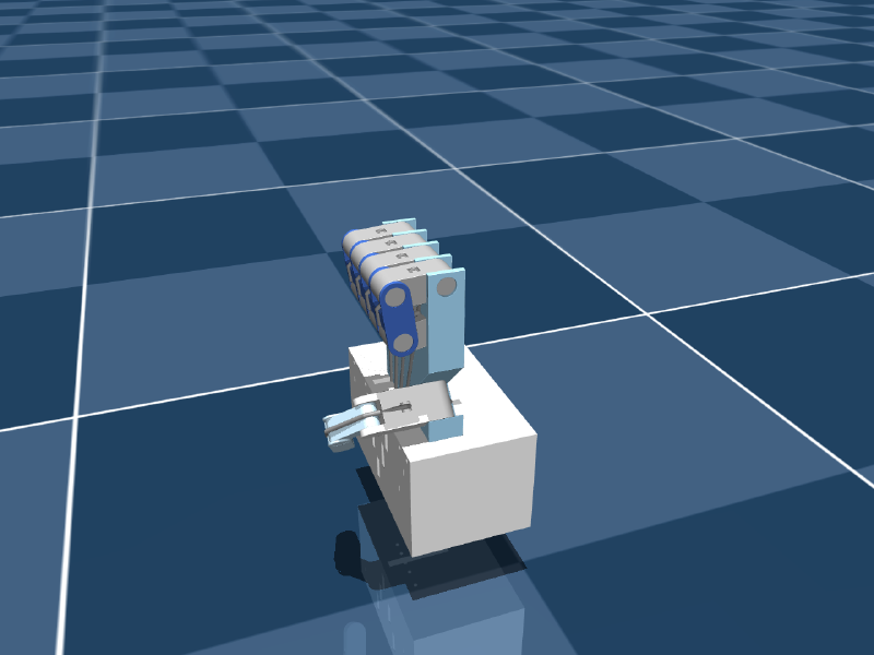 The tendon hand closed into a fist in simulation