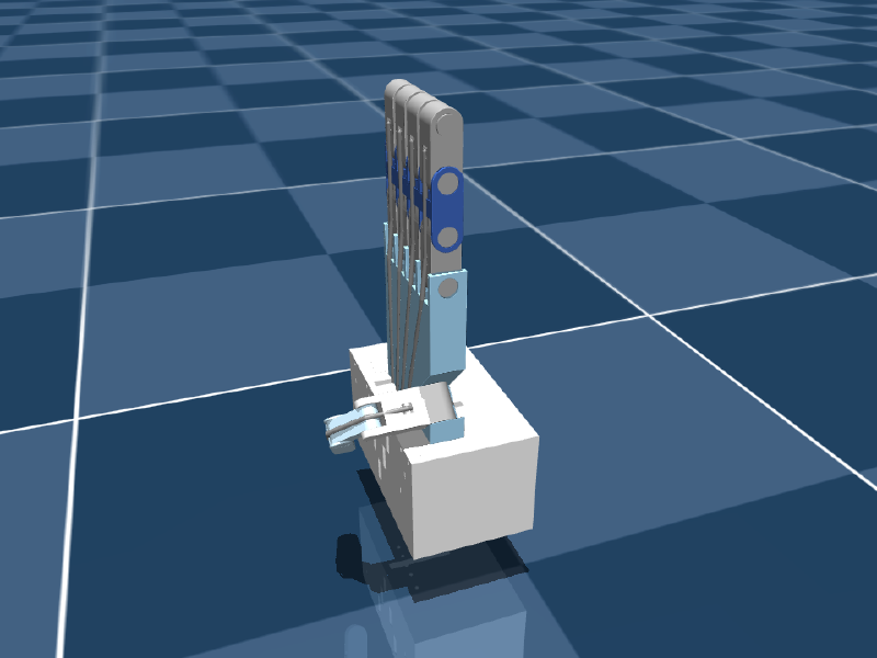 Only the thumb tendon pulled in simulation